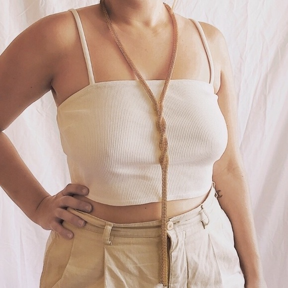 Vintage Jewelry - Vintage Gold Tube Chain Twist Snake Necklace